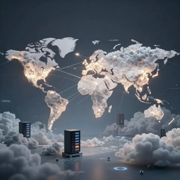 Illustration d'un réseau CDN distribuant du contenu à travers le monde.