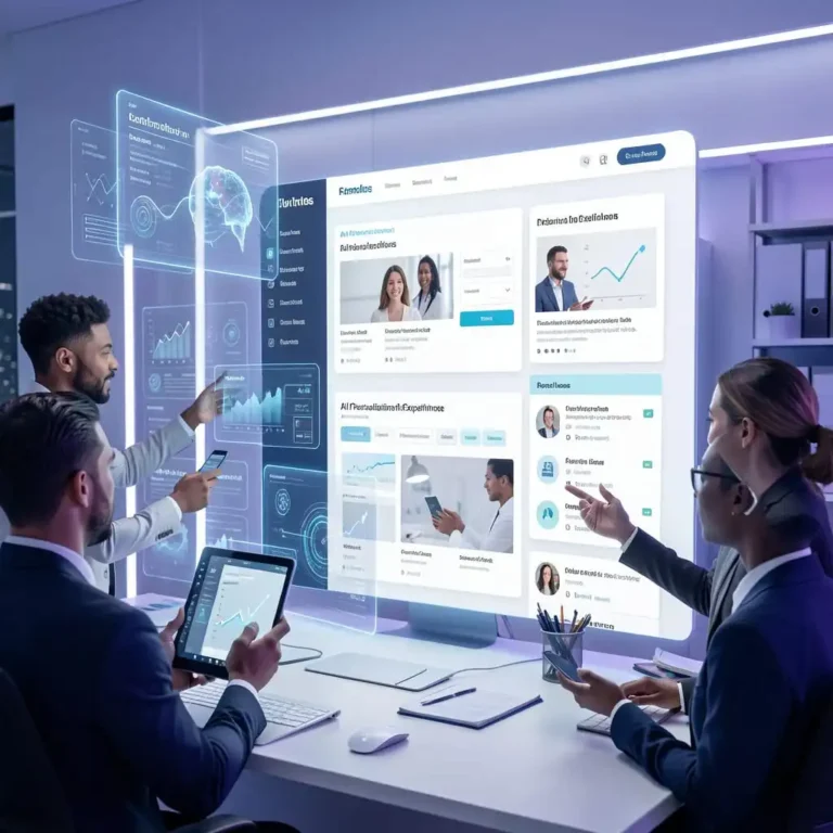 Interface digitale montrant la personnalisation de l’expérience utilisateur grâce à l’intelligence artificielle.