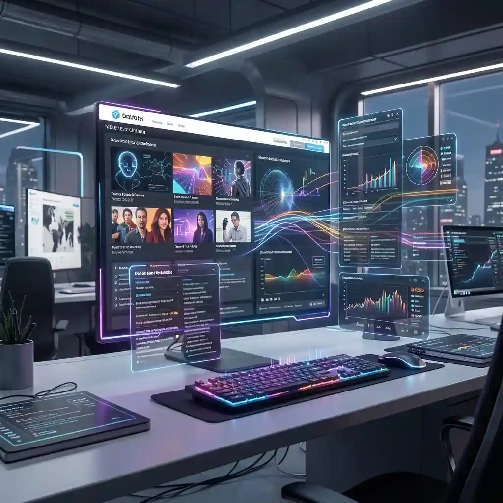 Illustration d’un site web dont le contenu est personnalisé en temps réel par l’intelligence artificielle.