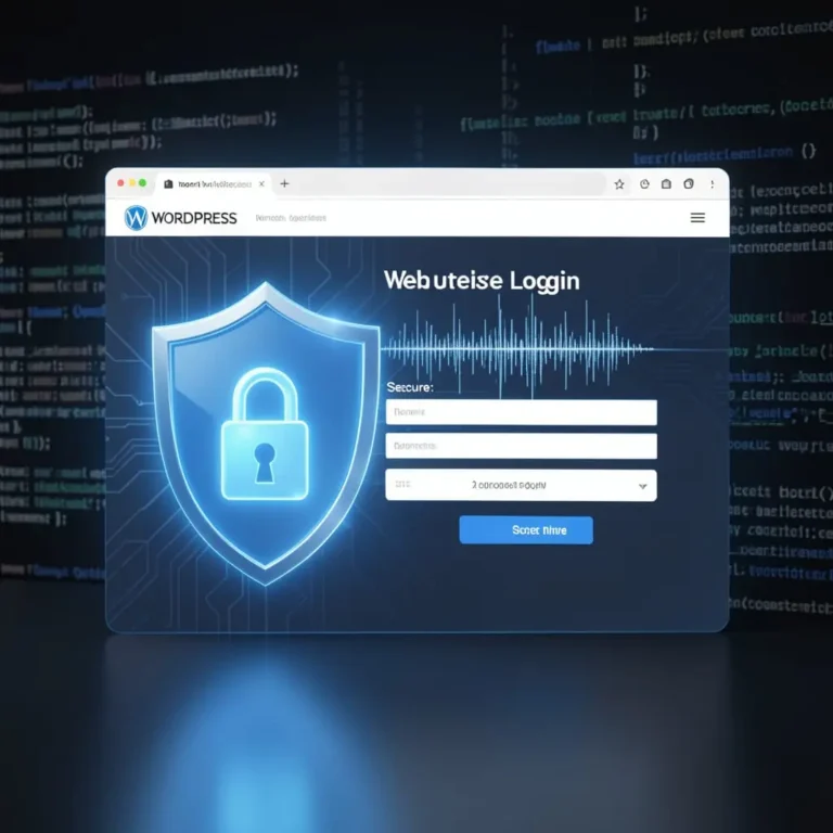 Illustration représentant la sécurisation d'un site WordPress avec un bouclier de cybersécurité.